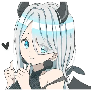 👍 Anime, Demon, Hoorntjes, Chibi, Schattig, Sticker telegram sticker