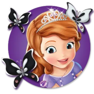 🦋 Sofia Sofia the First princesse, dessin animé, sofia la première, papillon, tiare telegram sticker