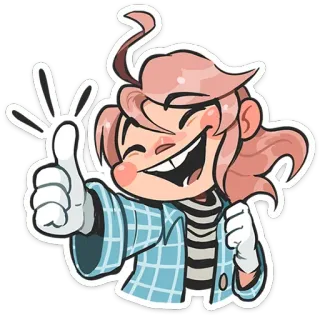 👍 Cartoon, Figur, Daumen hoch, Fröhlich, Positiv, Süß telegram sticker