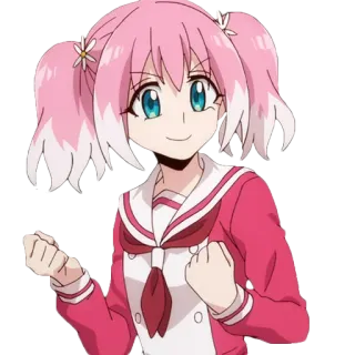 👍 anime, chica, pelo rosa, linda, dibujos animados, ilustración telegram sticker
