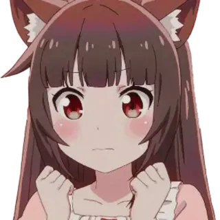 😐 Anime, Kawaii, Süß, Ohren, Braunes Haar, Mädchen telegram sticker