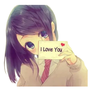 ❤ I Love You anime, love, romance, cute, cartoon, message, heart telegram sticker