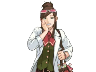 😨 Ema Skye Ace Attorney Anime, Feminino, Cientista, Ace Attorney, Ema Skye, Chocado telegram sticker