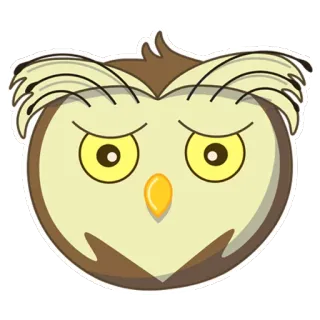 😞 sowa, emoji, kreskówka, ptak, zwierzę whatsapp sticker