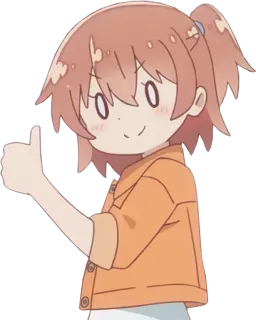 👍 Anime, Desenho animado, Fofo, Polegar para cima, Garota, Aprovação telegram sticker
