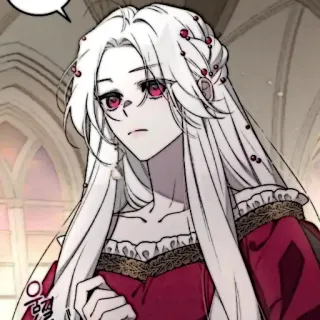 🕊 Аниме, Женщина, Белые Волосы, Красные Глаза, Манга, Иллюстрация telegram sticker