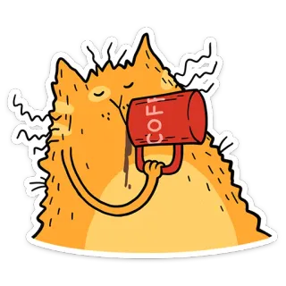 ☕ COFF gato, café, cansado, manhã, desenho animado, adesivo telegram sticker
