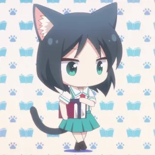 📚 アニメ, ちび, 猫耳, 可愛い, 可愛い, 漫画 whatsapp sticker