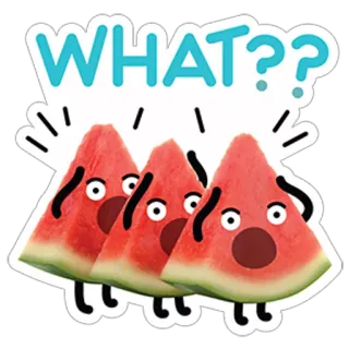 😨 WHAT?? arbuz, owoc, pytanie, naklejka, słodkie whatsapp sticker