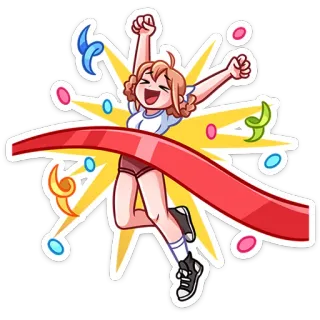 🥳 Gewinner, Feier, Sportler, Erfolg, Ziellinie, freudig telegram sticker