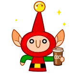 😫 coco elfo, natale, vacanze, cartoni animati, cacao, bevanda telegram sticker