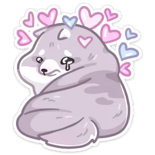 🥰 dog, hearts, cute, sad, cartoon telegram sticker