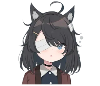 😧 anime, personage, kattenoren, ooglapje, schattig telegram sticker