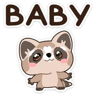 😔 BABY rakun, bayi, imut, hewan, kartun whatsapp sticker