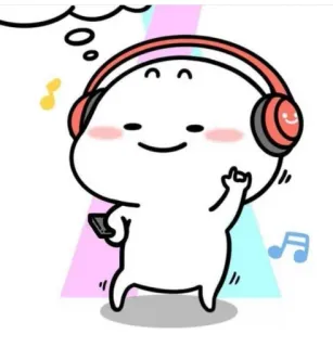 🤟 Desenho animado, Música, Fones de ouvido, Personagem, Ouvindo, Gesto telegram sticker