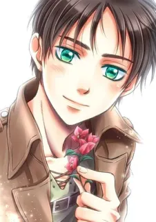 🌹 Eren Yeager Attack on Titan 动漫, 漫画, 艾伦·耶格尔, 进击的巨人, 粉丝创作, 卡通 telegram sticker