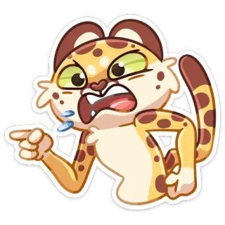 🤬 gato, leopardo, animal, dibujos animados, pegatina, señalando, expresión telegram sticker
