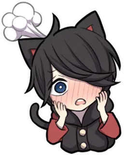 😳 Anime, Katze, errötend, nervös, verlegen, süß telegram sticker