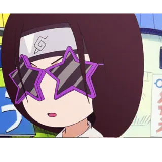 😎 anime, cartoon, character, star sunglasses, headband telegram sticker