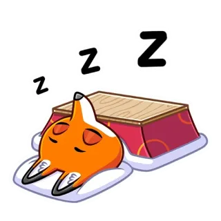😴 z z z zorro, durmiendo, animal, lindo, naranja, mesa, perezoso whatsapp sticker