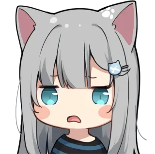 😟 Аниме, Девушка-кошка, Чиби, Милый, Стикер, Эмоциональный whatsapp sticker