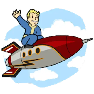 👆 Vault Boy Fallout fallout, vault boy, rakete, videospiel, aufkleber telegram sticker