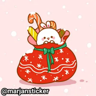 ❤️ @marjansticker стикер, мультфильм, кролик, сумка, конфеты, милый, рождество, зима telegram sticker