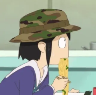 🍜 Anime, Comendo, Macarrão, Chapéu, Personagem, Japonês telegram sticker
