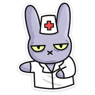 👩‍⚕ coelho, enfermeira, médico, doutor, desenho animado, adesivo telegram sticker