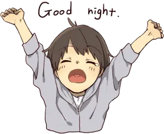 😪 Good night. dobranoc, sen, dziecko, słodkie, ziewanie, kreskówka telegram sticker