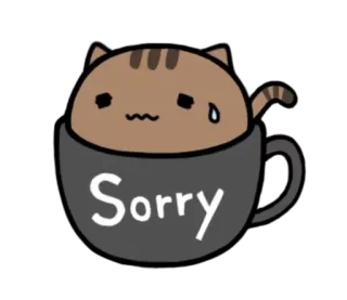 🙏 Sorry gato, desculpa, fofo, kawaii, triste, desculpa, xícara, emocional telegram sticker