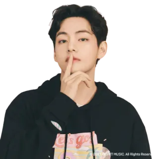 🤫 Let's Go kpop, shush, finger to lips, male, hoodie telegram sticker