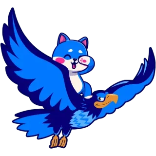 🦅 dog, eagle, blue, animal, flying, cartoon, kawaii whatsapp sticker