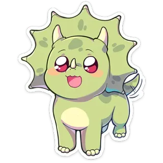 🥹 공룡, 트리케라톱스, 귀여운, 만화, 동물, 카와이 telegram sticker