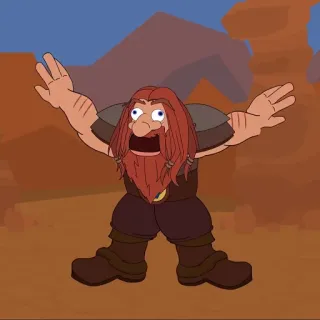 🤪 Dibujo animado, Enano, Fantasía, Personaje, Pelo rojo, Exterior telegram sticker