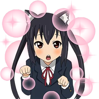 😎 Azusa Nakano K-On! anime, cat ears, cute, kawaii, school uniform telegram sticker