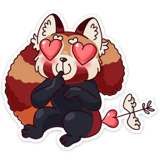 😍 레서판다, 동물, 사랑, 하트, 귀여운, 스티커 telegram sticker
