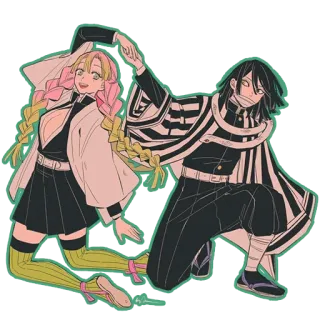 💃 Mitsuri Kanroji Demon Slayer Anime, Coppia, Demon Slayer, Mitsuri, Iguro Obanai telegram sticker