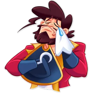 😢 Pirat, traurig, weinend, Haken, Cartoon telegram sticker