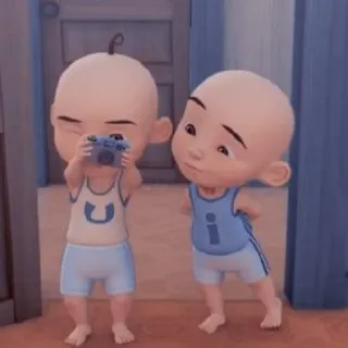🌝 Upin & Ipin cartoni animati, bambini, bambini, macchina fotografica, gemelli, Upin, Ipin telegram sticker