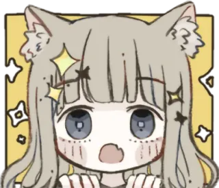 😲 动漫, 猫娘, 可爱, 卡哇伊, 漫画, 闪亮, 动漫女孩, Q版 whatsapp sticker