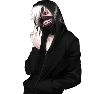 😈 Ken Kaneki Tokyo Ghoul 애니메이션, 만화, 후드티, 마스크, 구울, 캐릭터 telegram sticker