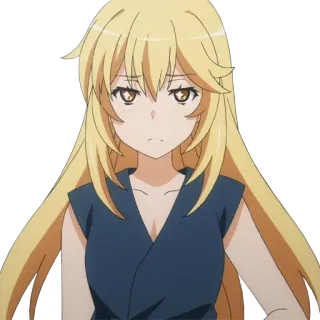 😑 Anime, Pelo Rubio, Mujer, Mujer, Ilustración, Dibujo Animado whatsapp sticker