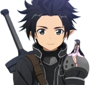 🙂 Kirito Sword Art Online anime, fantasy, sword, video game, character, art telegram sticker