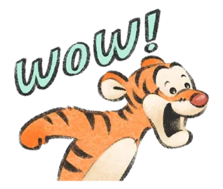 🧁 Tigger Winnie the Pooh wow! 티거, 와우, 곰돌이 푸, 디즈니, 신남, 만화 telegram sticker