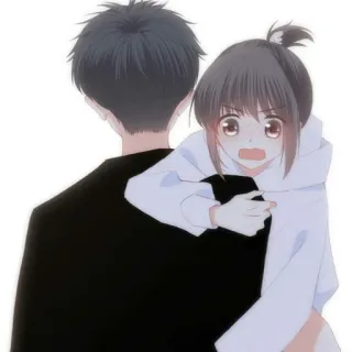 💕 Anime, Pareja, Romántico, Chica, Chico, Abrazo telegram sticker