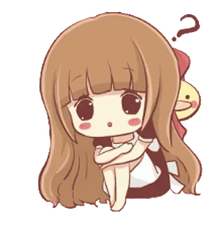 ❓ chibi, anime girl, cute, kawaii, cartoon, brown hair telegram sticker