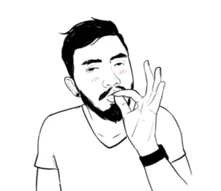 👌 man, beard, portrait, drawing, okay gesture telegram sticker