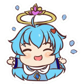 🤗 Desenho animado, Chibi, Fofo, Anime, Cabelo azul, Feliz telegram sticker