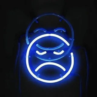 🕸 neon, sad, emotions, face, blue telegram sticker